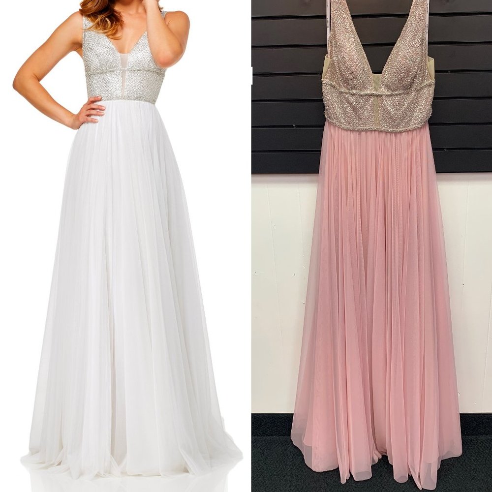Sherri Hill 52463 Light Pink Tulle A-line Gown Size 8